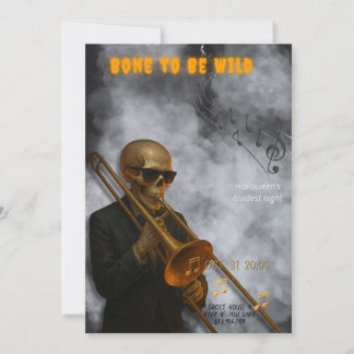 Bone to Be Wild - Skeleton Trombone | Halloween Invitation