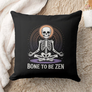 Bone to Be Zen – Skeleton Meditation Yoga Decor Throw Pillow