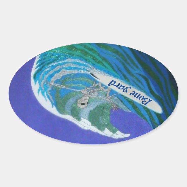 Bone yard surfer oval sticker (Front)