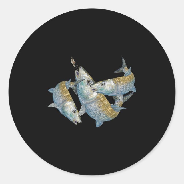 Bonefish Hunting A Salt Water Fly Fishing &amp; De Classic Round Sticker (Front)
