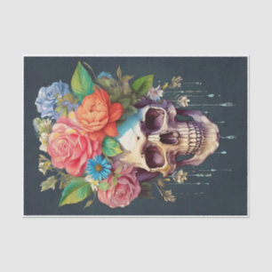 Bones and Blooms, Skull & Garden Flowers Tissue Paper