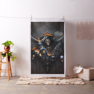 Bones and magic, skeleton with the mystical dice. fabric