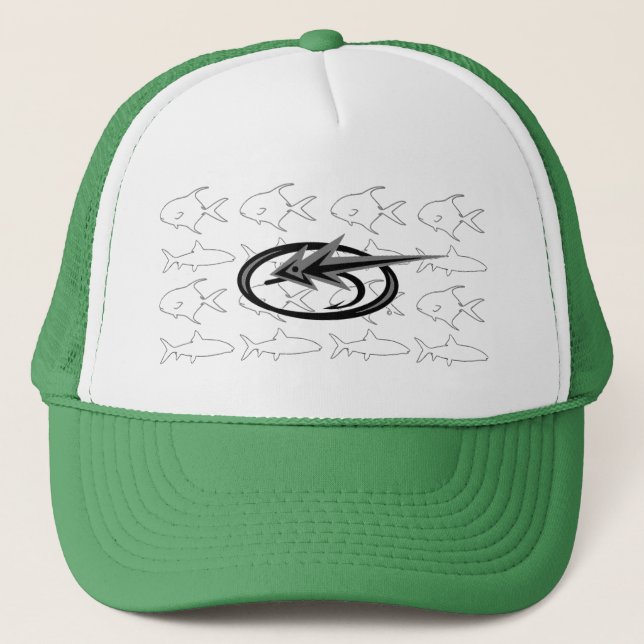 "Bones and Permit" by Patternwear© Fly Fishing Trucker Hat (Front)