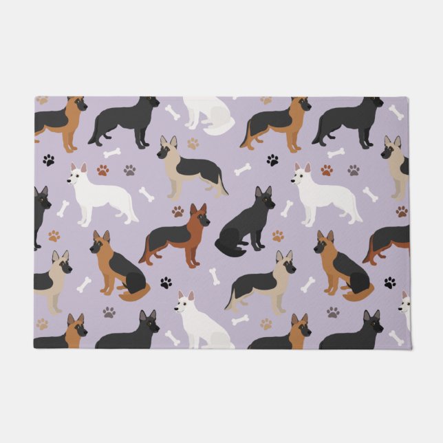 Bones bergers allemands et tapis de porte (Devant)