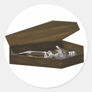 Bones in a Coffin: Halloween: Classic Round Sticker