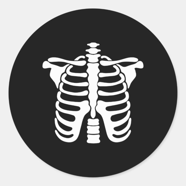 Bones Sal Column And Skeleton Rib Cage Halloween Classic Round Sticker (Front)