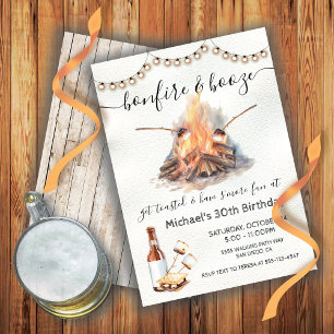 Bonfire and Booze S'mores String of Lights Invitation