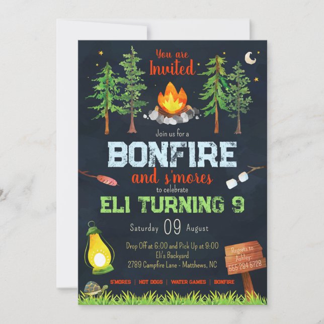 Bonfire Anniversaire Invitation de fête - Fête de  (Devant)