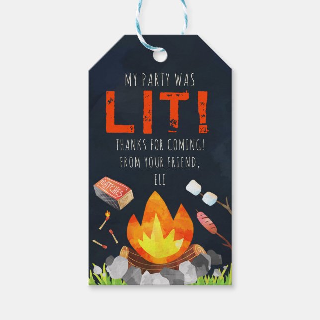 Bonfire Birthday Party Favour Tags (Front)