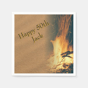 Bonfire Birthday Party Napkins With Text