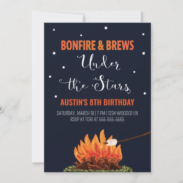 Bonfire & Brews Birthday Invitation (Front)