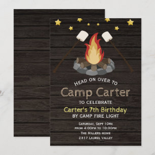 Bonfire Camping Invitation à la fête d'anniversair