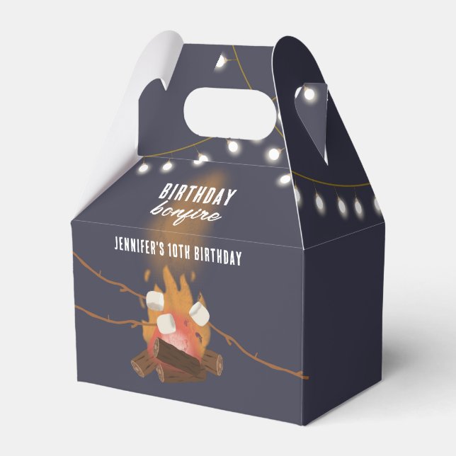 Bonfire & Camping Outdoor Campfire Birthday Party Favor Box (Front Side)