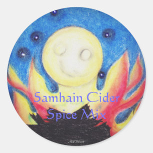 Bonfire Moon Samhain Witch Wiccan Craft Label