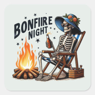 Bonfire Night - Beach Camping (2) Square Sticker
