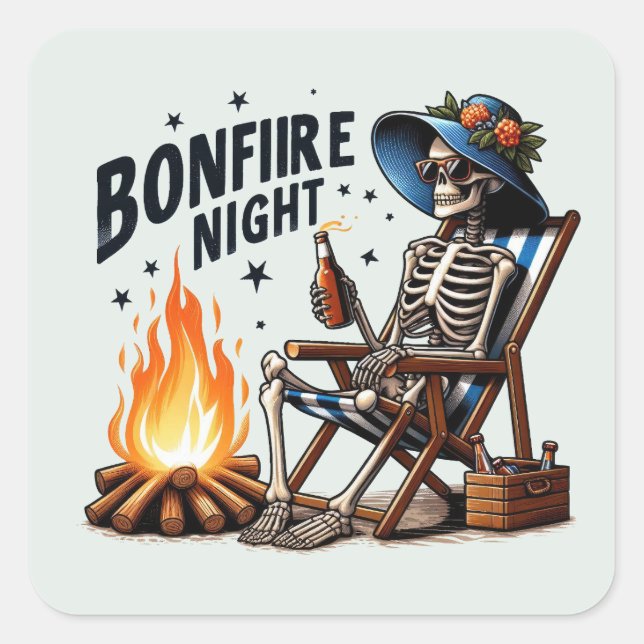 Bonfire Night - Beach Camping (2) Square Sticker (Front)