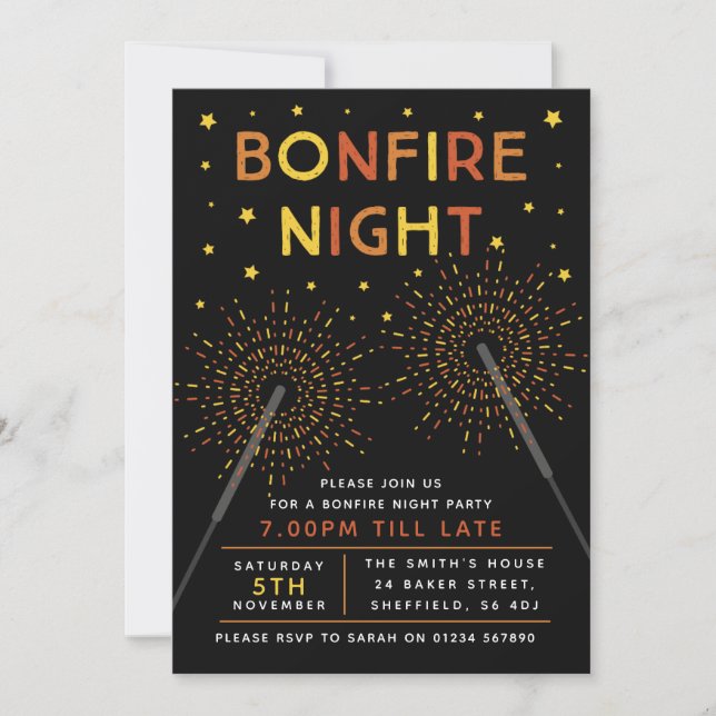 Bonfire Night Party invitation (Front)