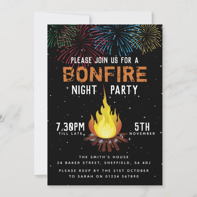 Bonfire Night Party invitation (Front)