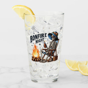 Bonfire Night - Skeleton Drinking by the Fire Glass
