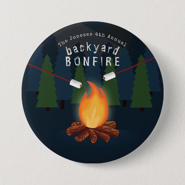 Bonfire Party 3 Inch Round Button (Front)