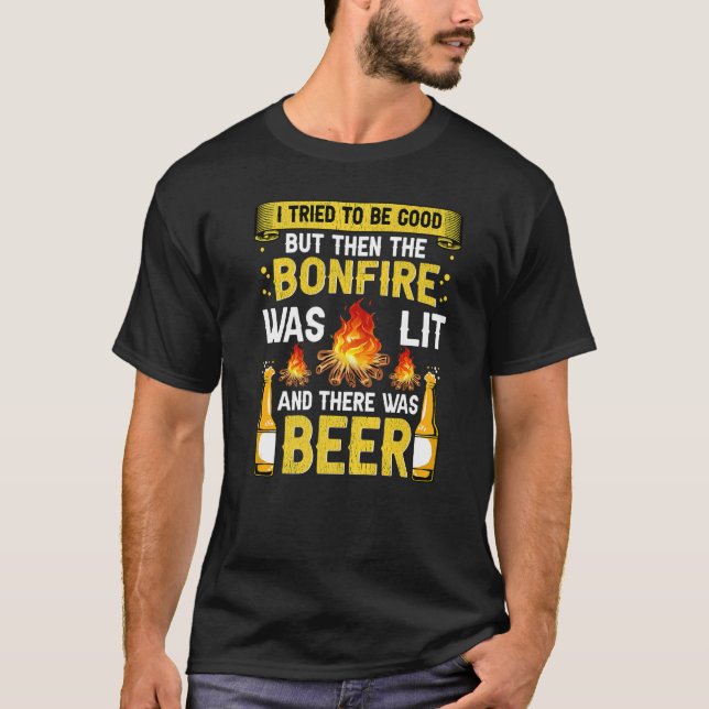 Bonfire Party Beer Drinking Camping Bonfire Crew T-Shirt (Front)