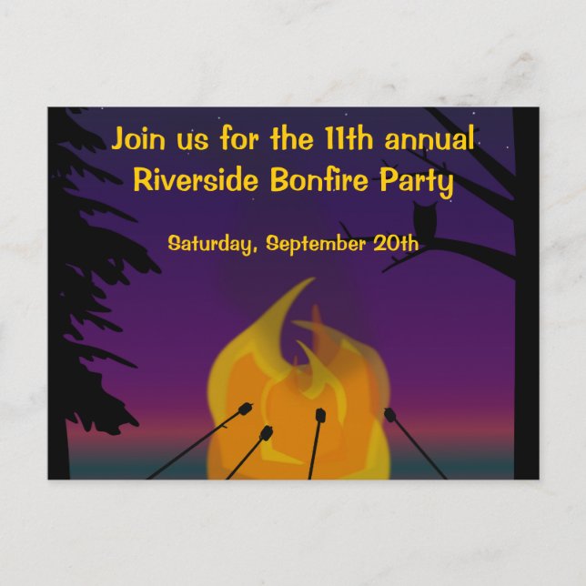 Bonfire Party Postcard Invitation (Front)