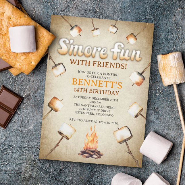 Bonfire Smores Birthday Invitation (Creator Uploaded)