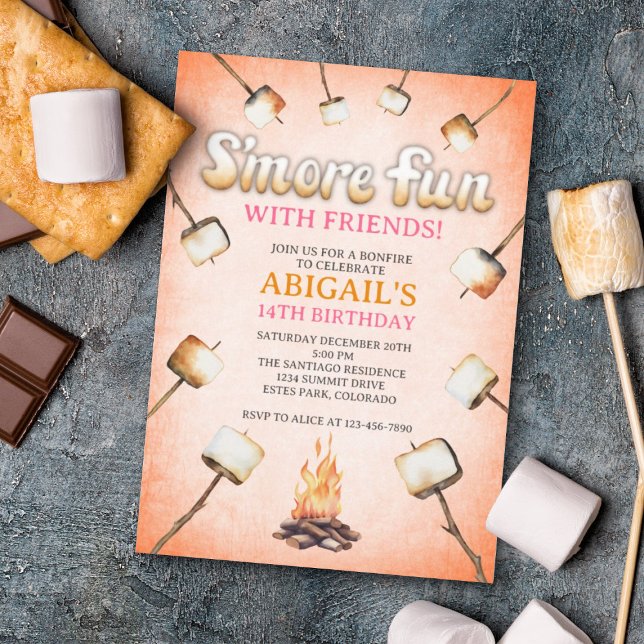 Bonfire Smores Birthday Invitation (Creator Uploaded)