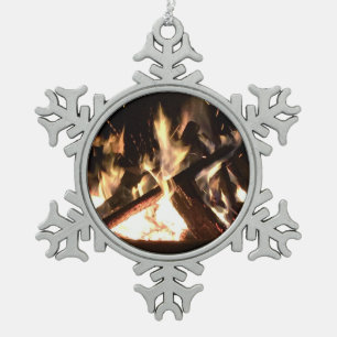 Bonfire Snowflake Pewter Christmas Ornament