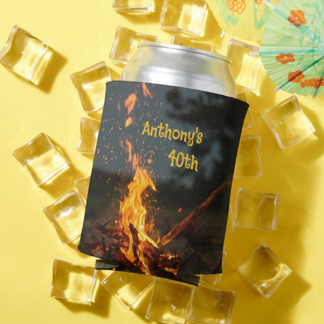 Bonfire Sparks Birthday Party Can Cooler (In Situ Summer)