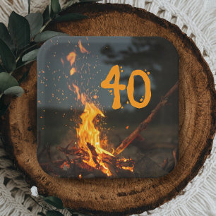 Bonfire Sparks Birthday Party Paper Plate