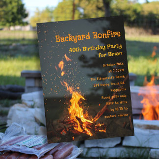 Bonfire Sparks His Birthday Party Invitation