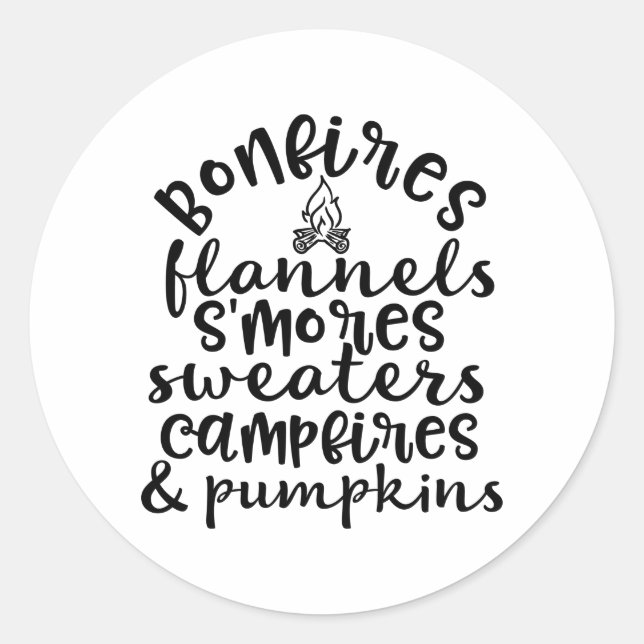 Bonfires Flannels Smores Smashing Pumpkin Classic Round Sticker (Front)