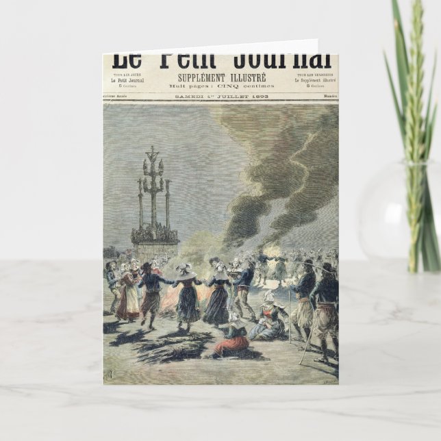 Bonfires lit to celebrate the summer solstice in card (Front)