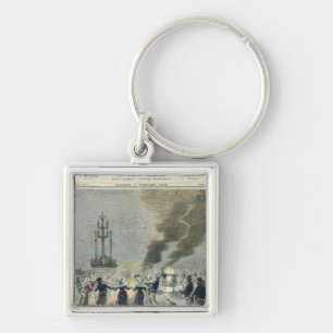 Bonfires lit to celebrate the summer solstice in keychain