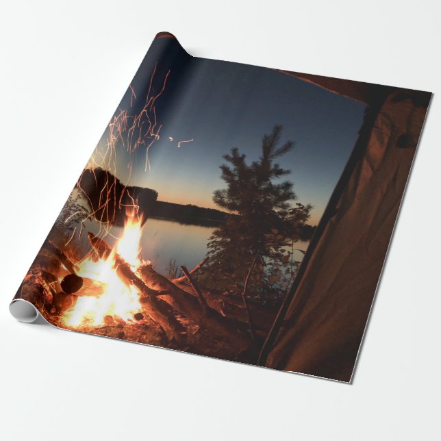 Bonfre near body of water wrapping paper (Unrolled)