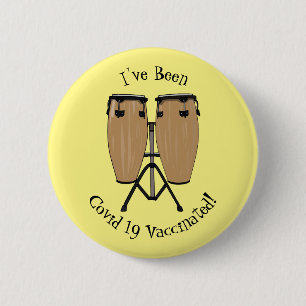 Bongo drum cartoon illustration 2 inch round button