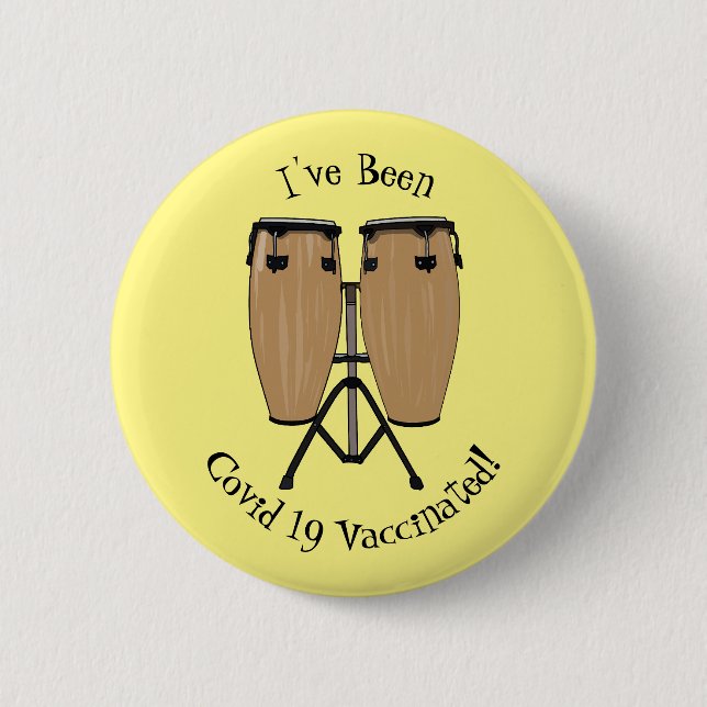 Bongo drum cartoon illustration 2 inch round button (Front)