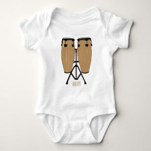 Bongo drum cartoon illustration baby bodysuit