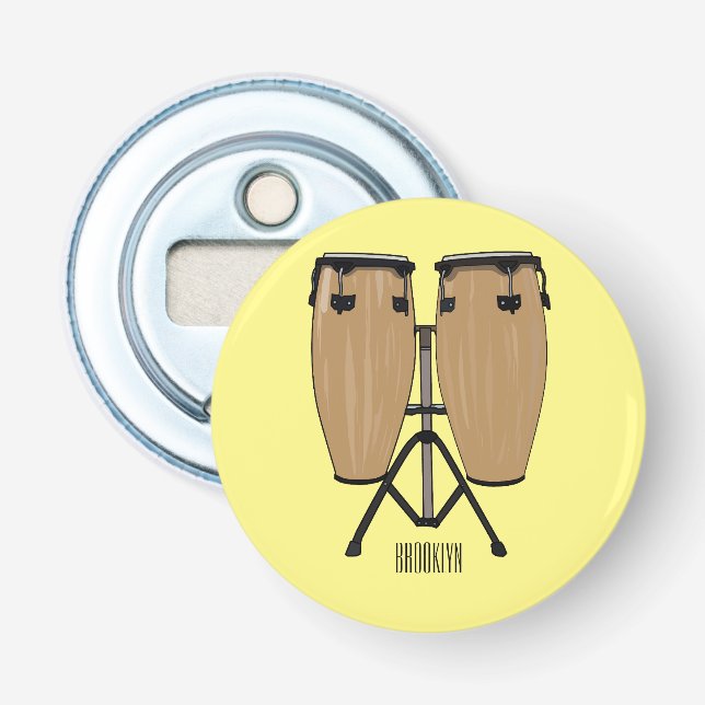 Bongo drum cartoon illustration  bottle opener (Front)
