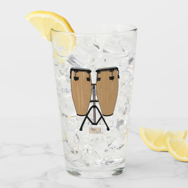 Bongo drum cartoon illustration  glass (Front Ice)