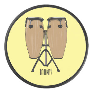Bongo drum cartoon illustration  hockey puck