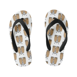 Bongo drum cartoon illustration  kid's flip flops