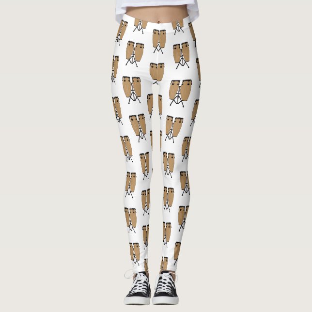 Bongo drum cartoon illustration  leggings (Front)