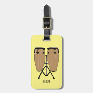 Bongo drum cartoon illustration luggage tag