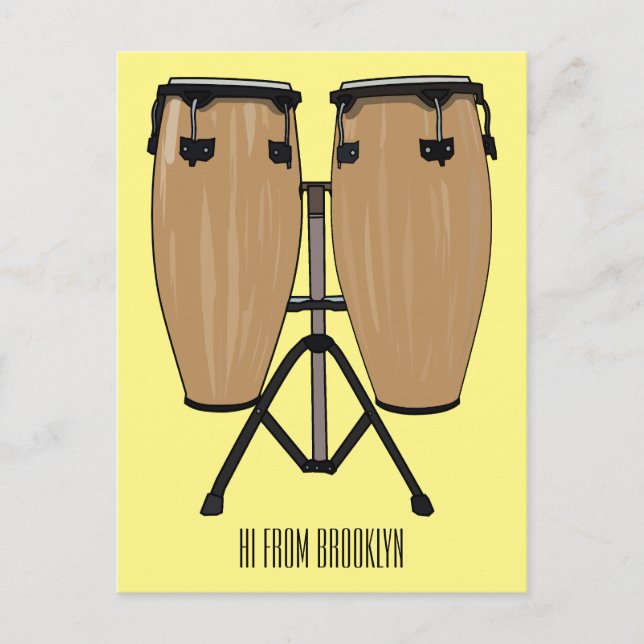 Bongo drum cartoon illustration  postcard (Front)
