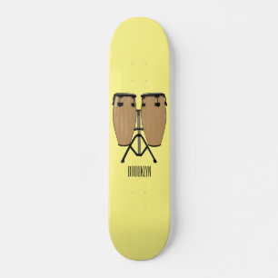 Bongo drum cartoon illustration skateboard