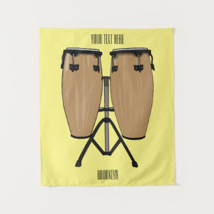 Bongo drum cartoon illustration tapestry