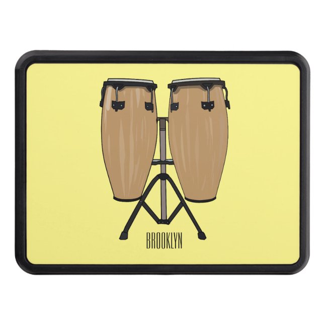 Bongo drum cartoon illustration  trailer hitch cover (Front)