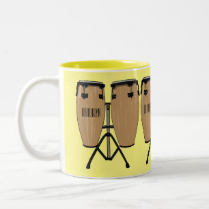 Bongo drum cartoon illustration  Two-Tone coffee mug